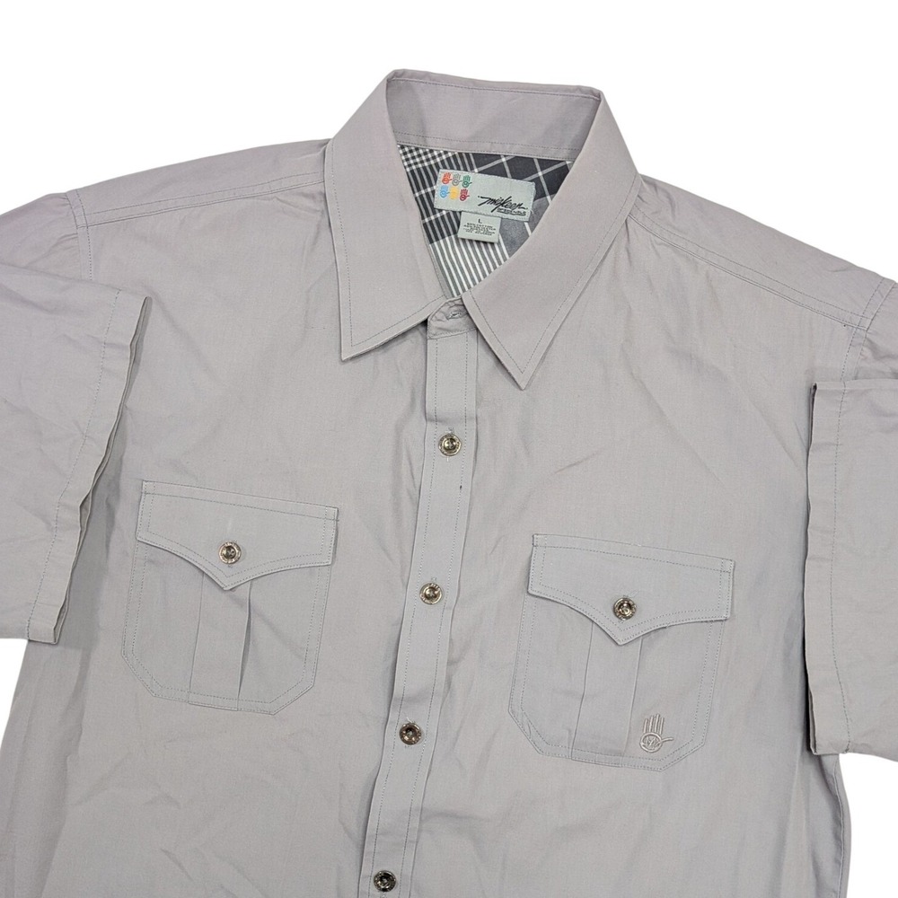 Vintage Y2K Miskeen Originals Shirt Men's L‎ Gray Short Sleeve Button Up